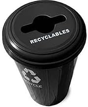 Witt Industries Round Recycling Container with Combo Lid, 20 Gallon Capacity, Steel, Black