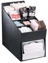 NLO-ADNH Multi-Purpose Countertop Straw Condiment and Napkin Organizer, Black Polystyrene, 4-1/2" - 5" H x 6-1/2" W