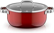 WMF Fusiontec Mineral Pro, Stewing Pan, Lid, 24 cm, Durable, Scratch-Resistant Material, Induction Cooking Pot, Suitable for All Types of Cookers, Made in Germany, Passion Red, 0519525290