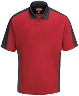 Red Kap SK54RC-SS-3XL M Ss Color Block Polo- Rd/Ch SS 3XL