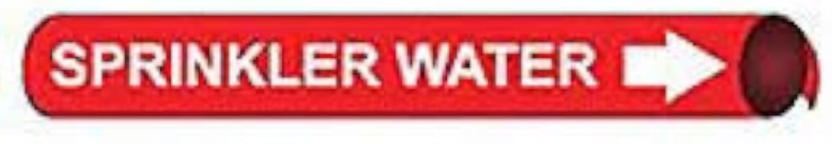Pipe Marker - Precoiled and Strap-on - Sprinkler Water, Red, For Pipe 3/4" - 1",8"W