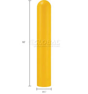 60" H Smooth Bollard Post Sleeve with Dome Top by Global Industrial – 10"L x 10"W x 60"H, HD Polyethylene, Yellow, Model BOL8YL