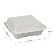 ECO PRODUCTS 8" 3 Compartment / White / Classic Clamshell Take Out Containers