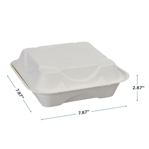 ECO PRODUCTS 8" 3 Compartment / White / Classic Clamshell Take Out Containers