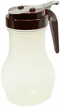 Tablecraft PP410B Syrup Dispenser, 10 oz., Teardrop Design, Dishwasher Safe, Brown ABS Plastic top, BPA Free Polypropylene, Transparent, 12 Each per case