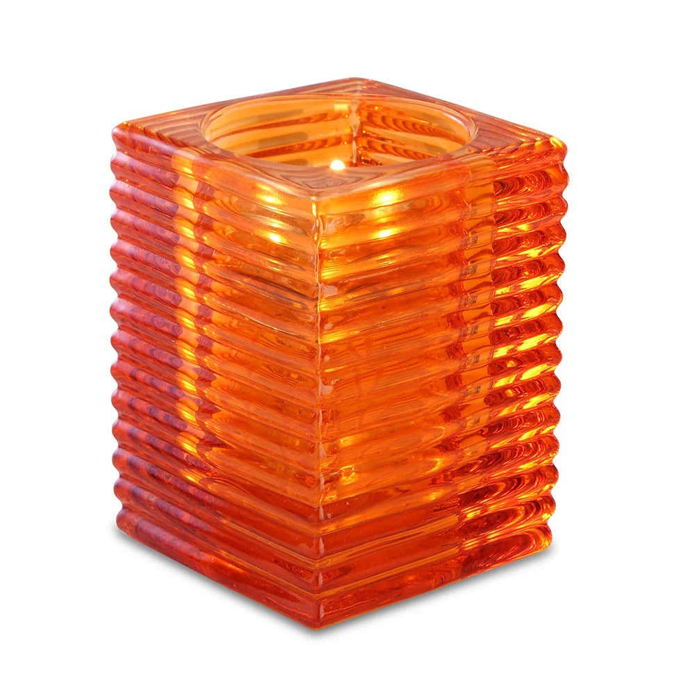 Sterno Glass Liquid Candle Holder, 4" High - Orange