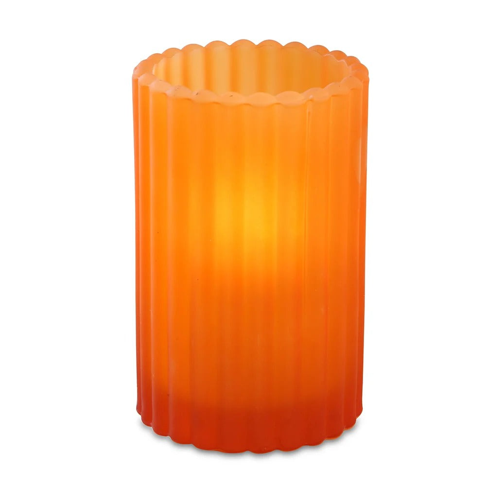 Sterno Glass Liquid Candle Holder, 3 1/8" Diameter - Orange Frost