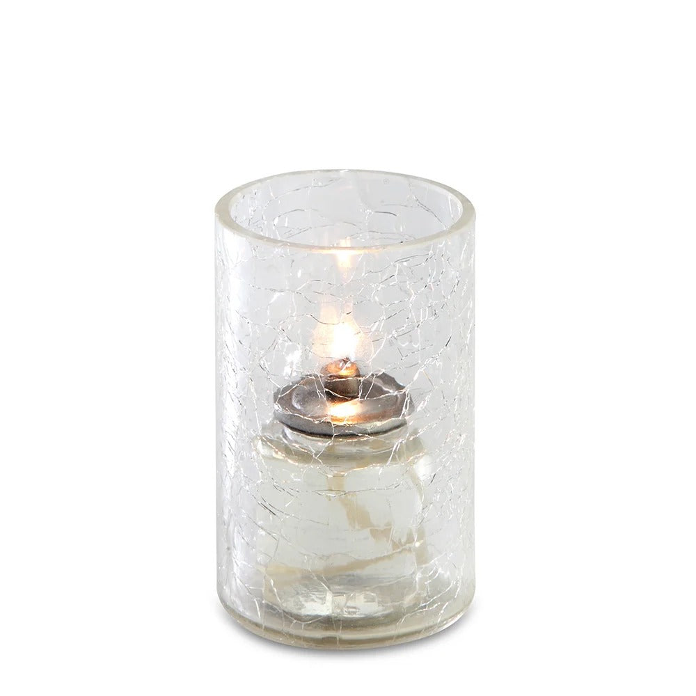 Sterno Glass Liquid Candle Holder, 2 1/4" Diameter - Crackled
