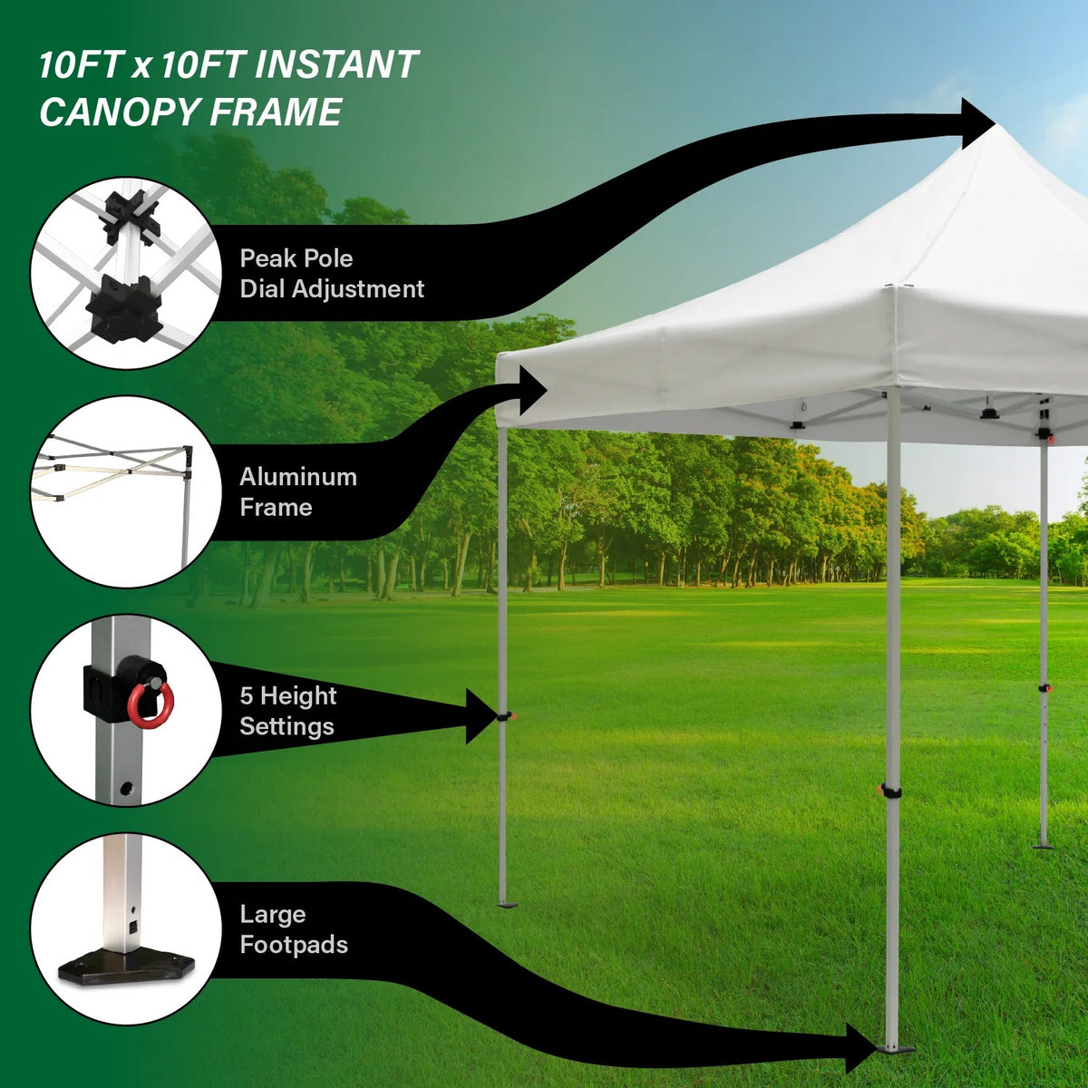 Caravan Canopy Polyester Deluxe Kit, 10' Wide, White - photo 2