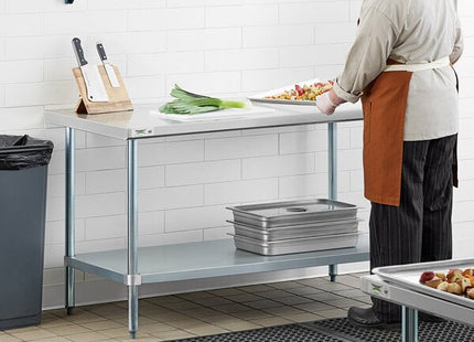 30" x 72" 18-Gauge 304 Stainless Steel Commercial Work Table with Galvanized Legs and Undershelf
