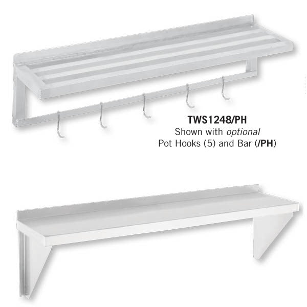 Channel Manufacturing Inc. Aluminum Wall Shelf, 12" Wide, Silver - 48"