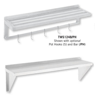 Channel Manufacturing Inc. Aluminum Wall Shelf, 12" Wide, Silver - 48"