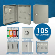Barska AX11694 Steel Key Cabinet, 0.1979 cu. ft. 105 Keys, Gray - photo 8