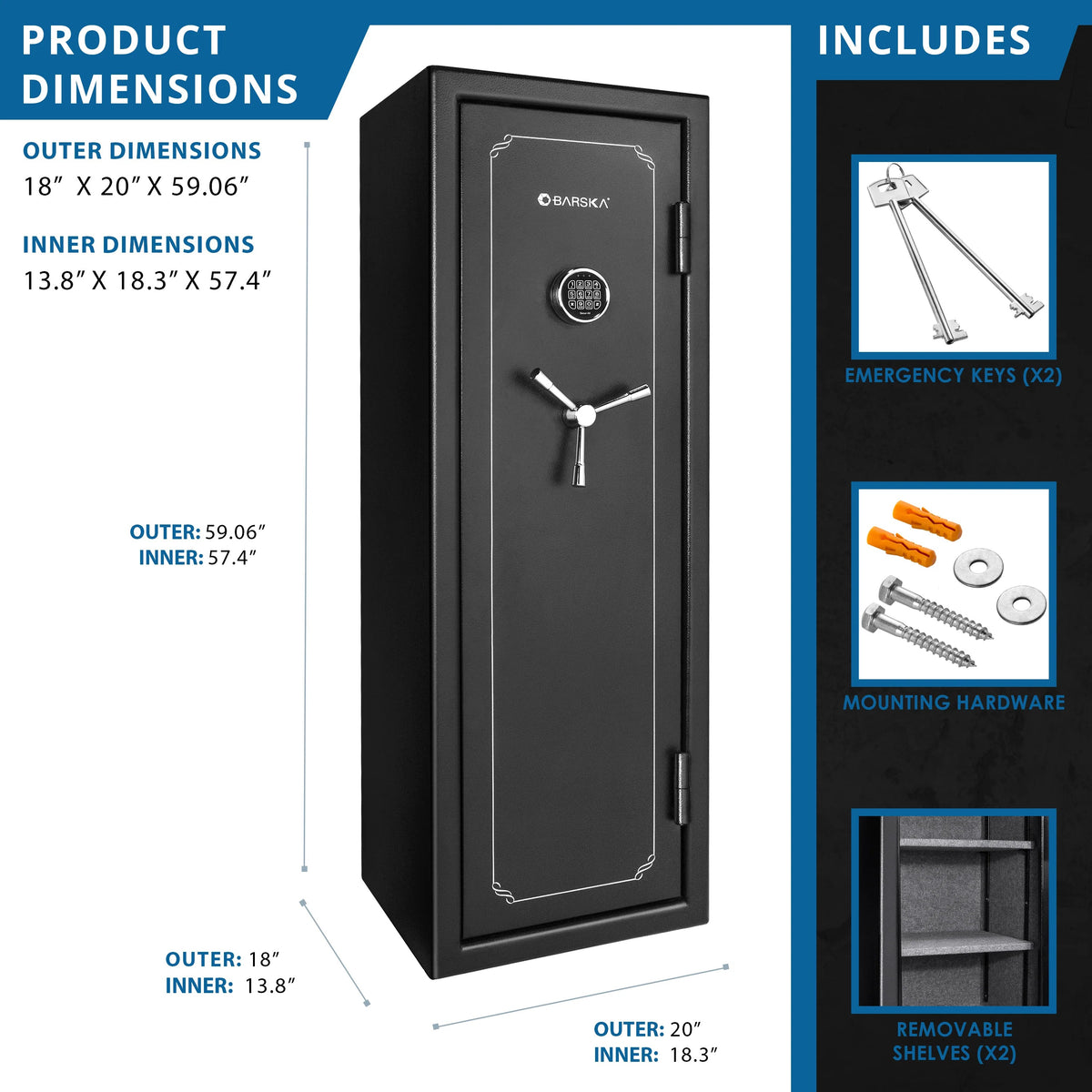 Barska Steel Safe, 59 1/8" High, Black - photo 3