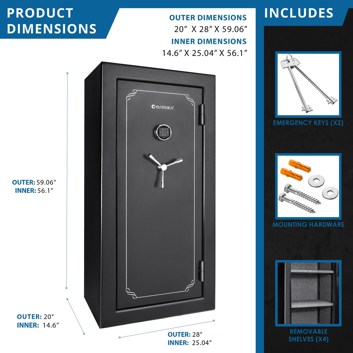 Barska Steel Safe, 59 1/8" High, Black - photo 5