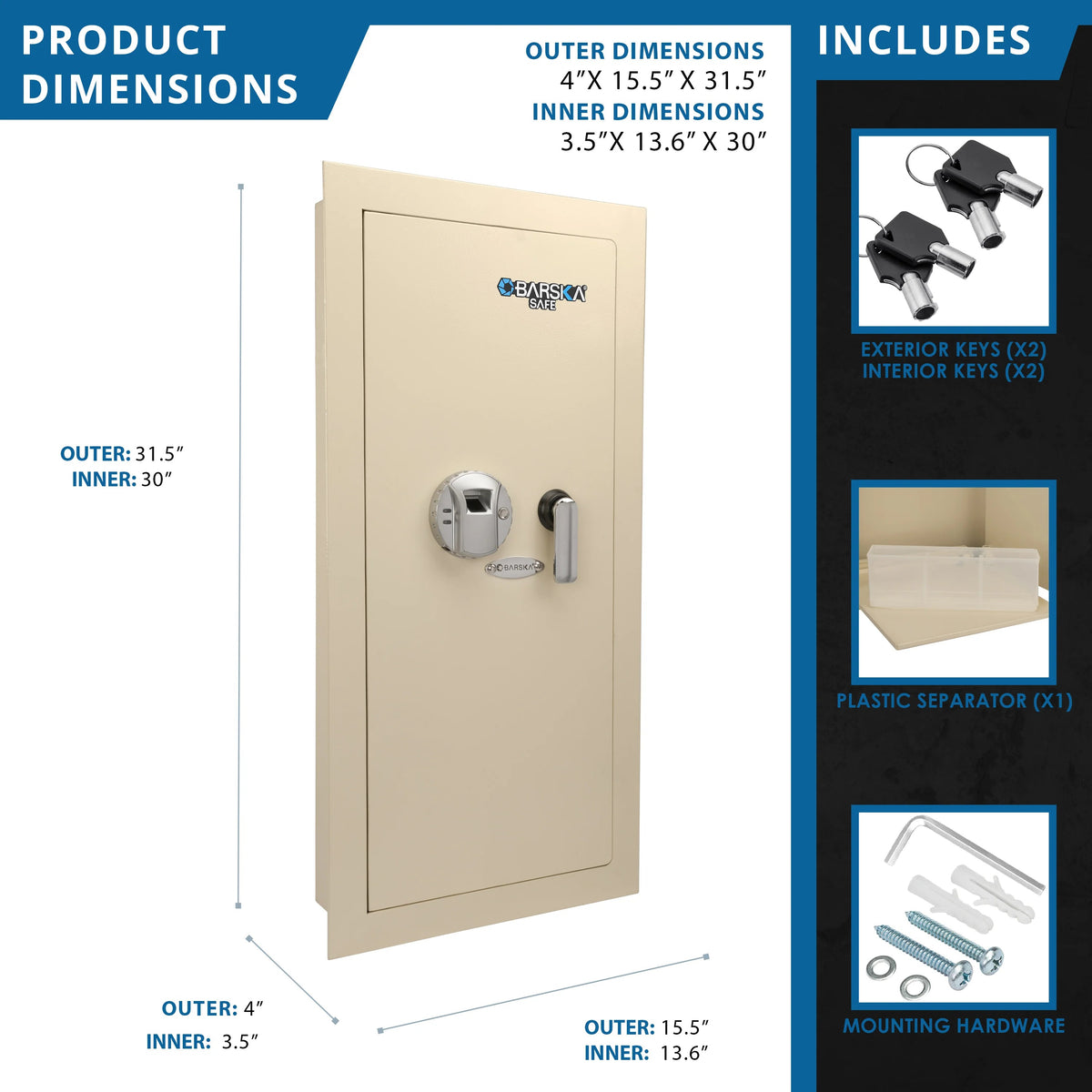 Barska AX12880 Steel Cabinet, 0.82 cu. ft., Beige - photo 8