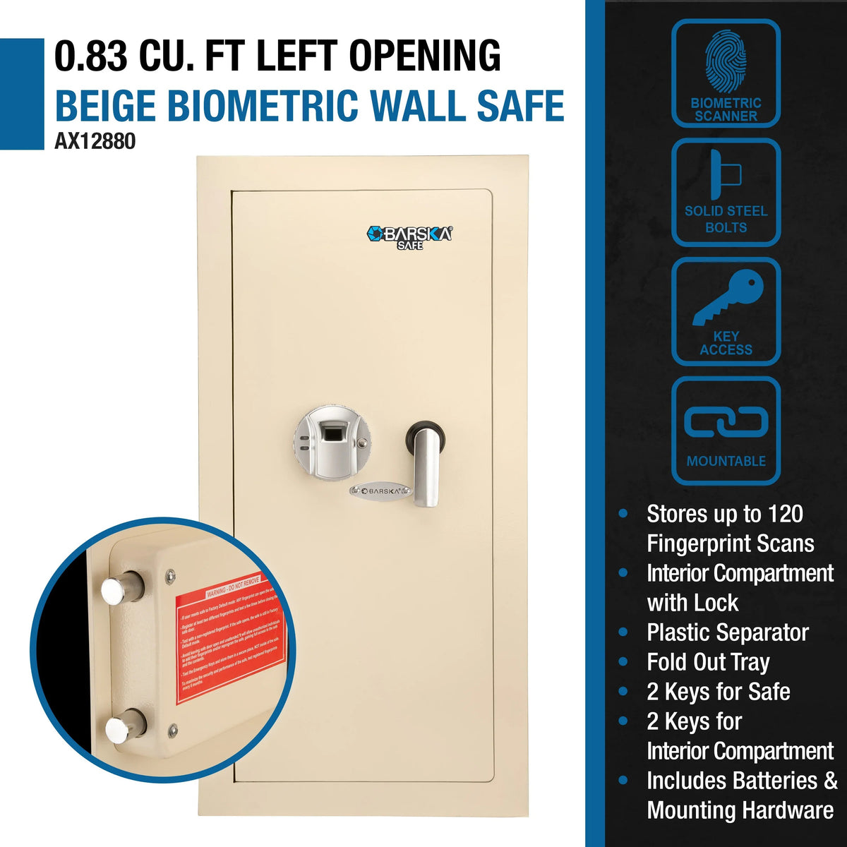 Barska AX12880 Steel Cabinet, 0.82 cu. ft., Beige - photo 9