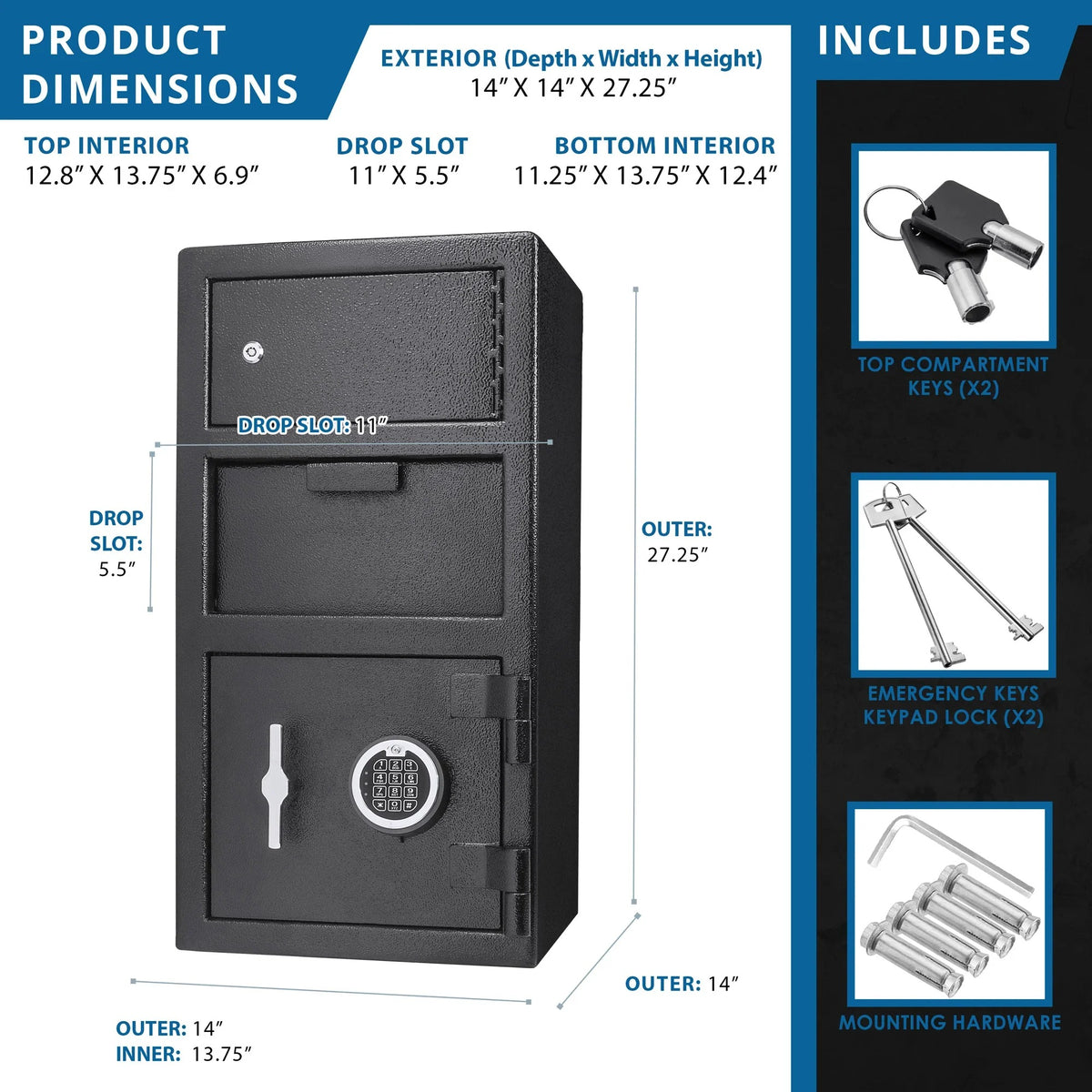 Barska AX13310 Steel Safe, 14" Wide, Black - photo 4