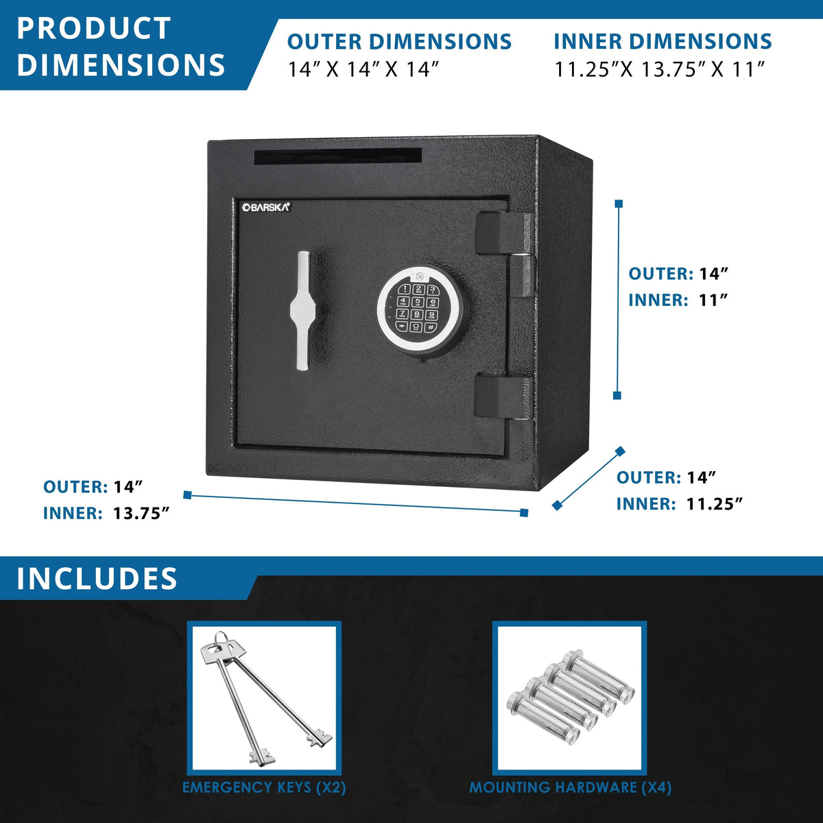Barska AX13314 Steel Safe, 1.12 cu. ft., Black - photo 5