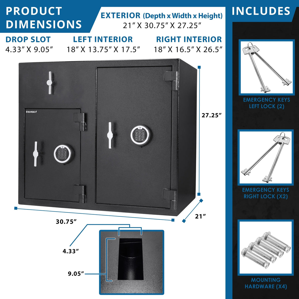 Barska AX13522 Steel Safe, 27 1/4" Wide, Black - photo 5