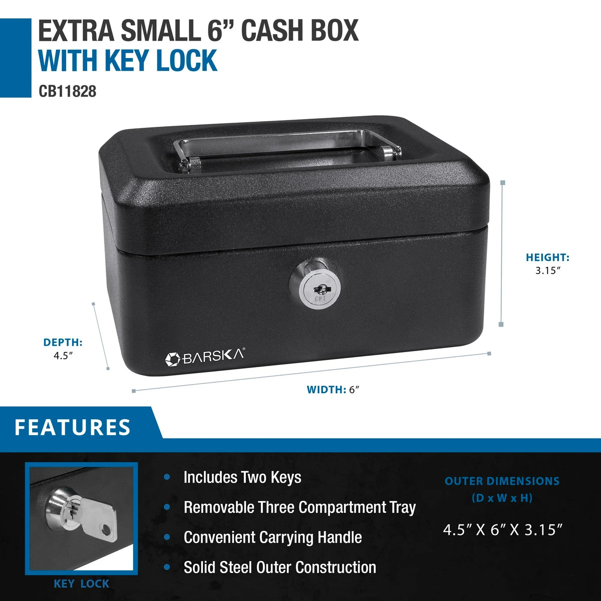 Barska Steel Cash Box, Black - photo 7