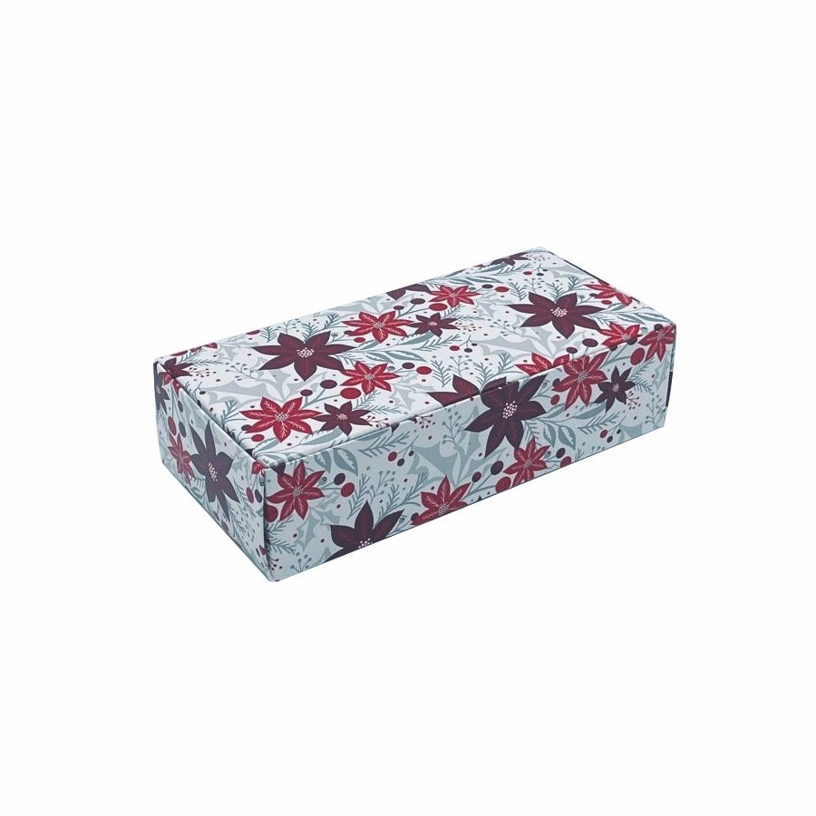 Simplex Paperboard Candy Box, 3 3/8" x 7 1/8", 250/Case - 1-Piece Contemporary Poinsettia Holiday