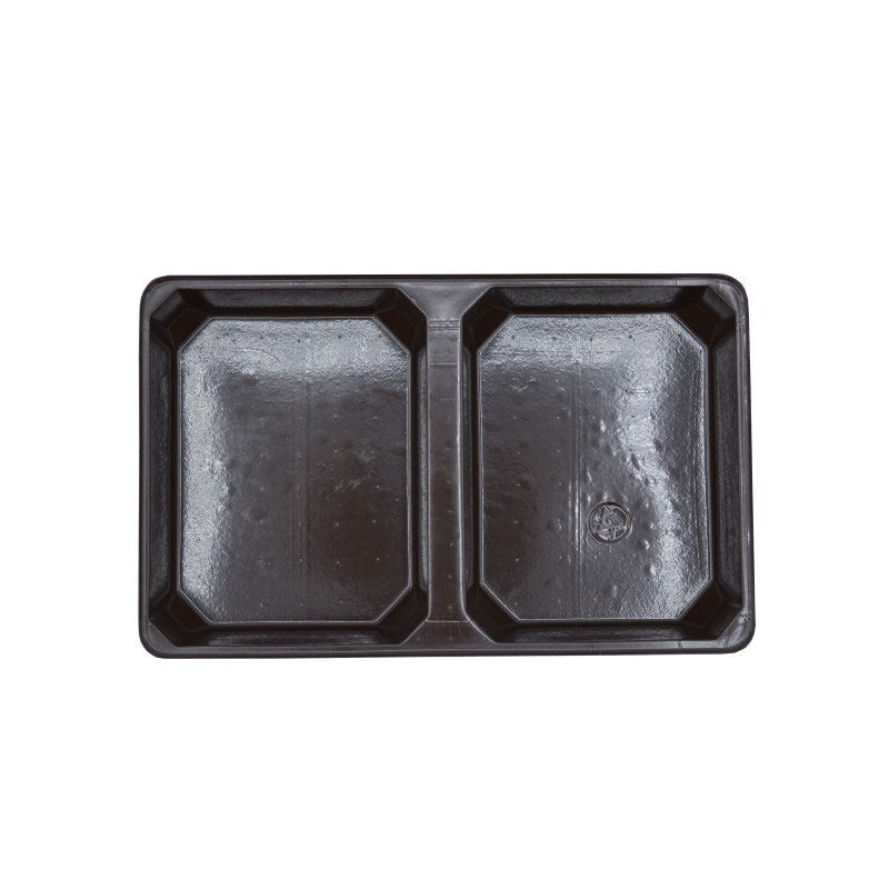 Simplex Plastic Candy Tray, 4 5/16" x 6 15/16", Brown, 250/Case - 2-Cavity