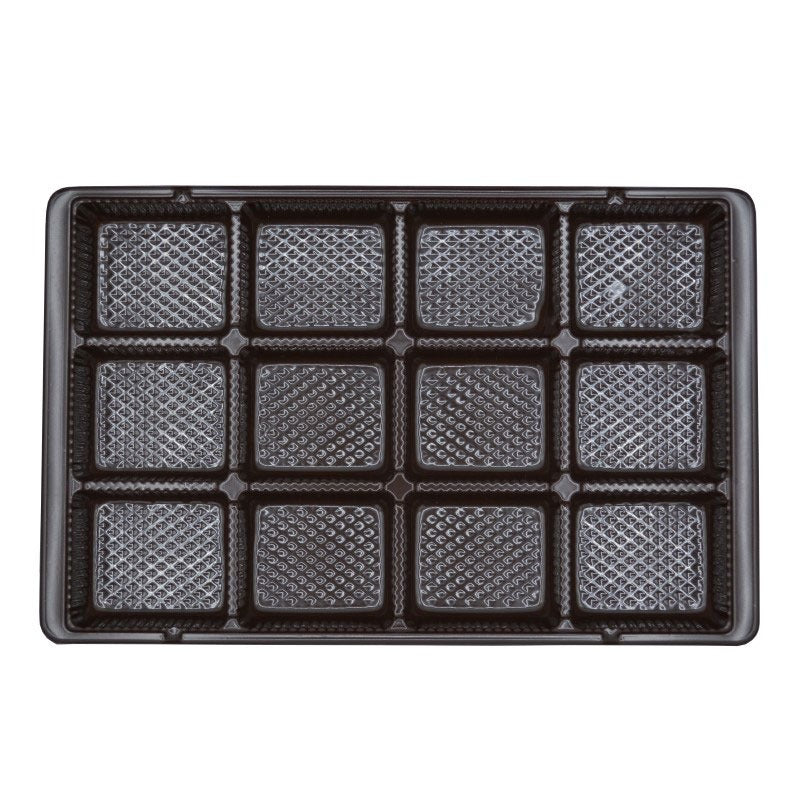 Simplex Candy Tray, 6" x 9 5/16", Brown, 250/Case - 15/16" 12-Cavity