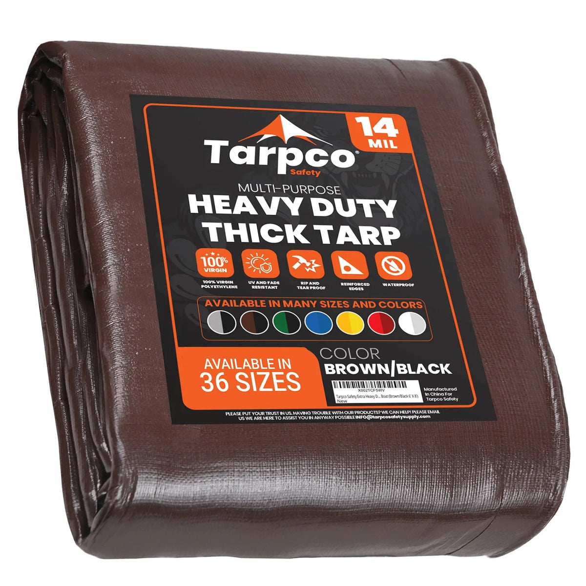 Tarpco Safety TS-102 Poly Tarp, Brown - 18' x 24'