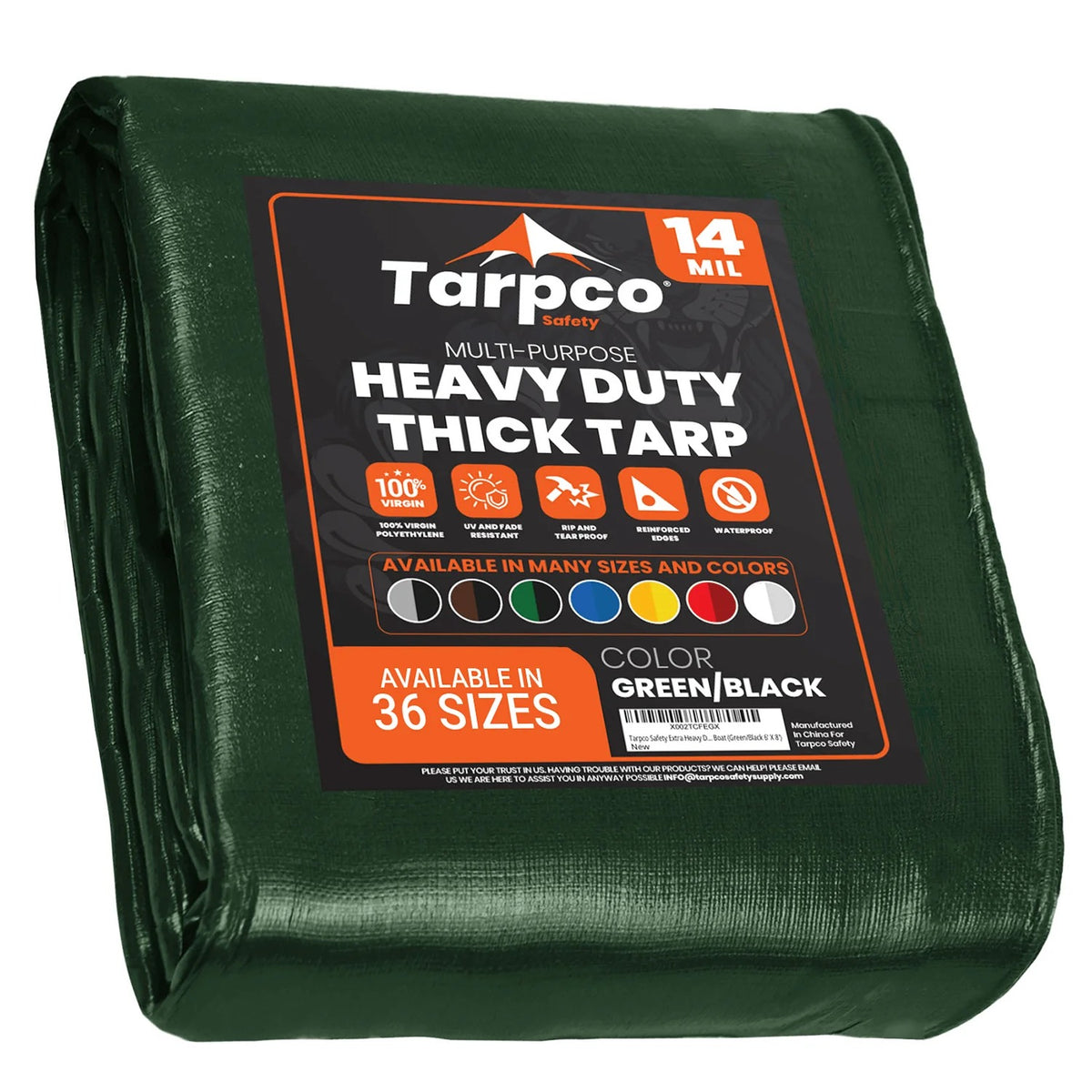 Tarpco Safety TS-103 Poly Tarp, Green - 40' x 50'