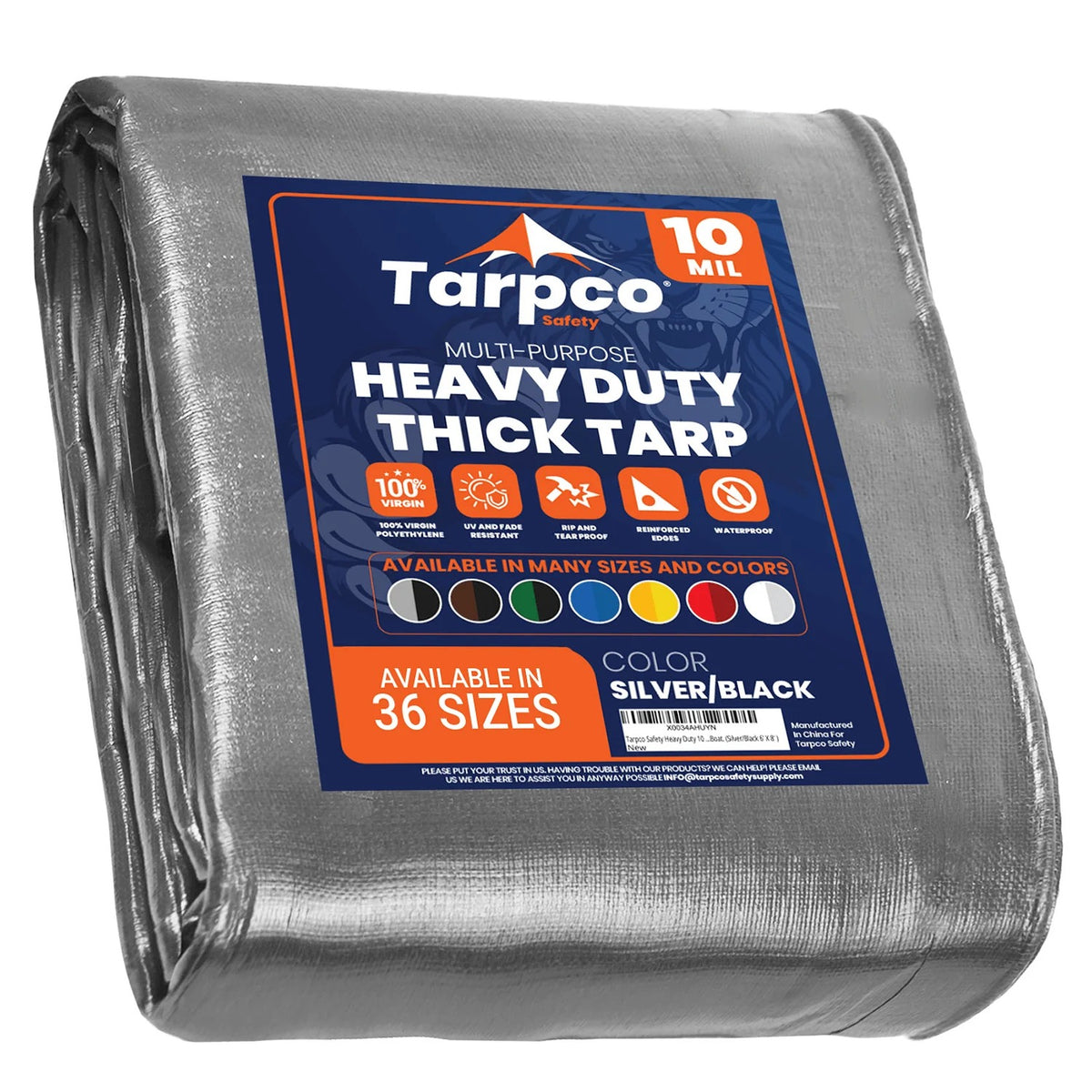 Tarpco Safety TS-151 Poly Tarp, Silver - 24' x 24'