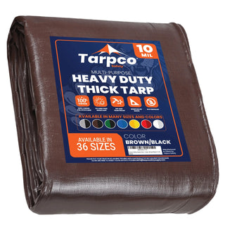 Tarpco Safety TS-152 Poly Tarp, Brown - 10' x 10'