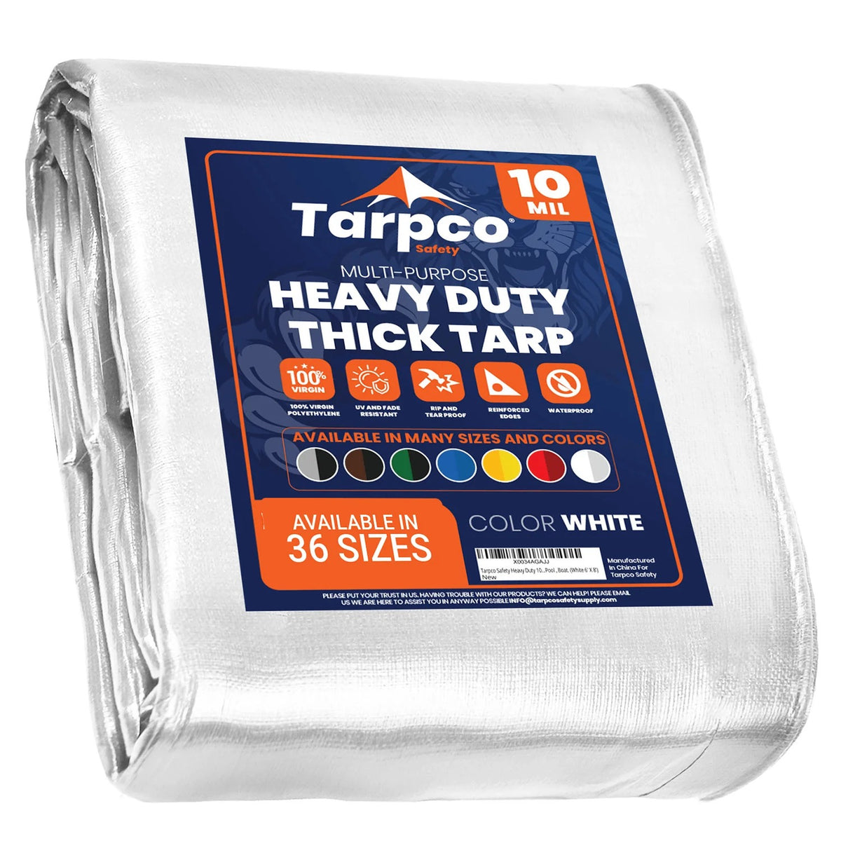 Tarpco Safety TS-154 Poly Tarp, White - 100' x 100'