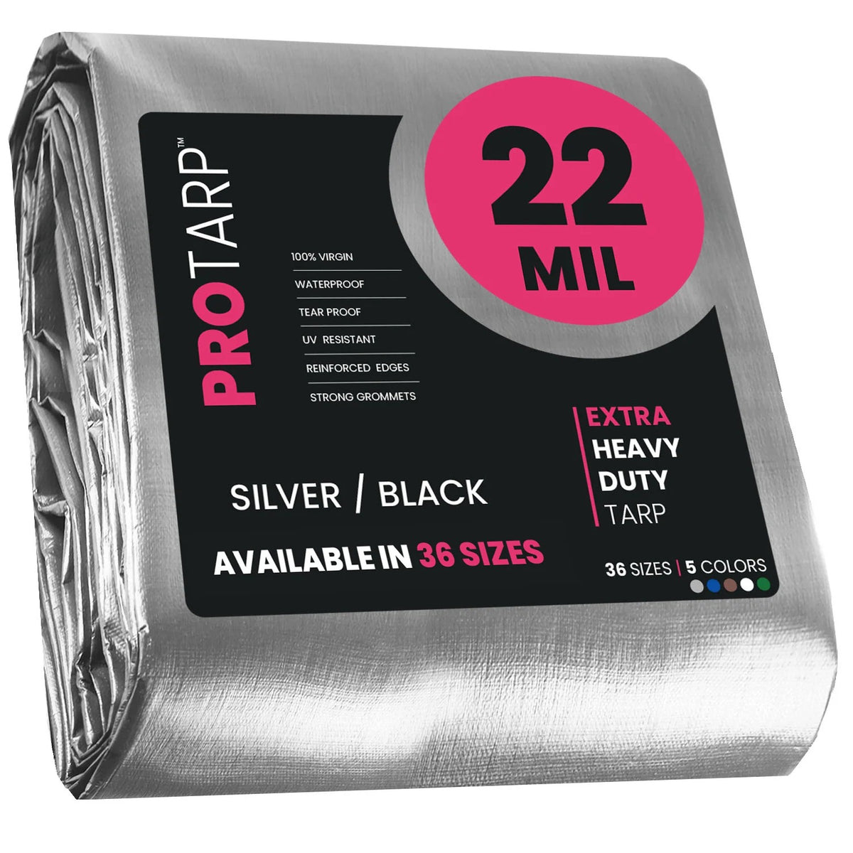ProTarp PT-201 Poly Tarp, Silver - 24' x 36'