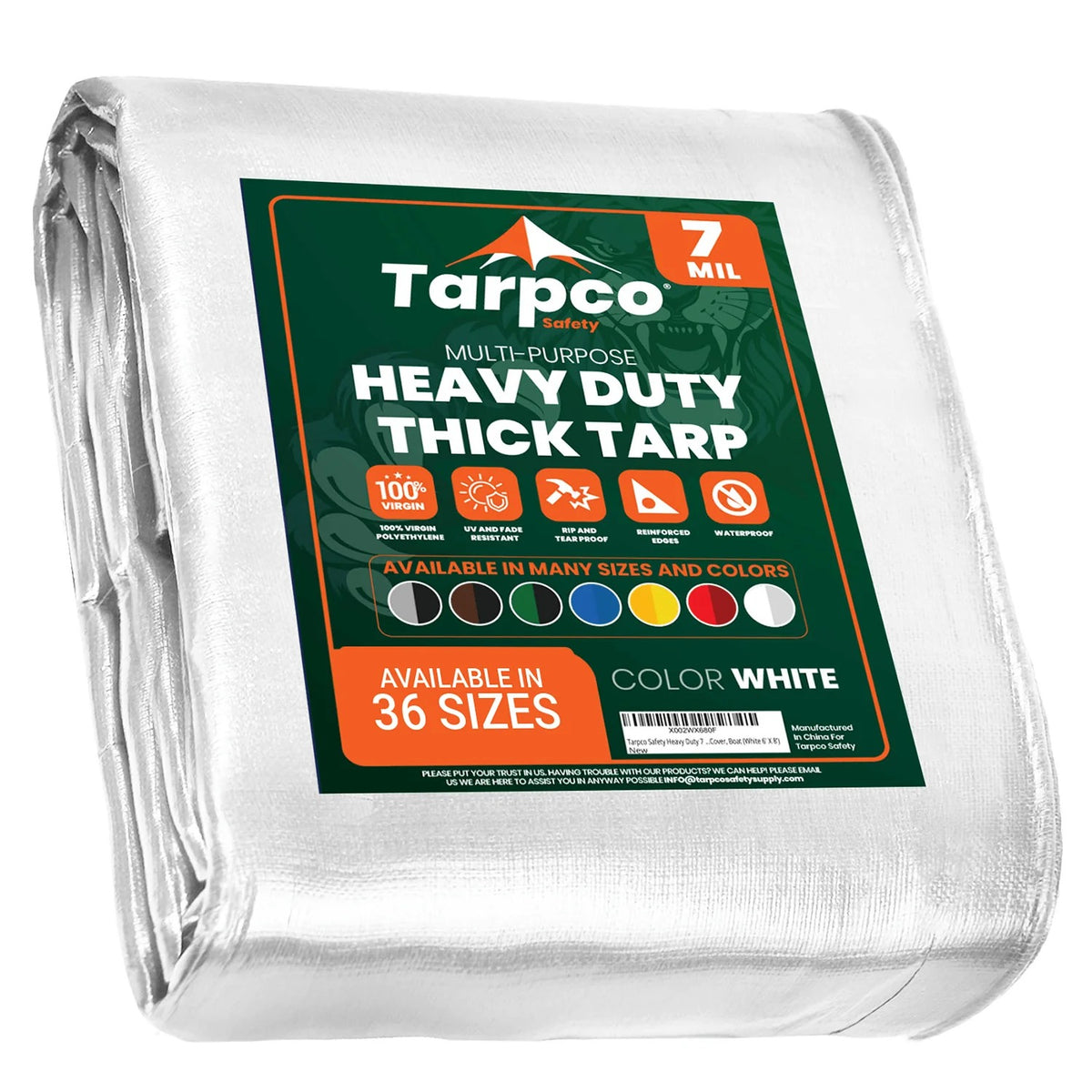 Tarpco Safety TS-204 Poly Tarp, White - 100' x 100'