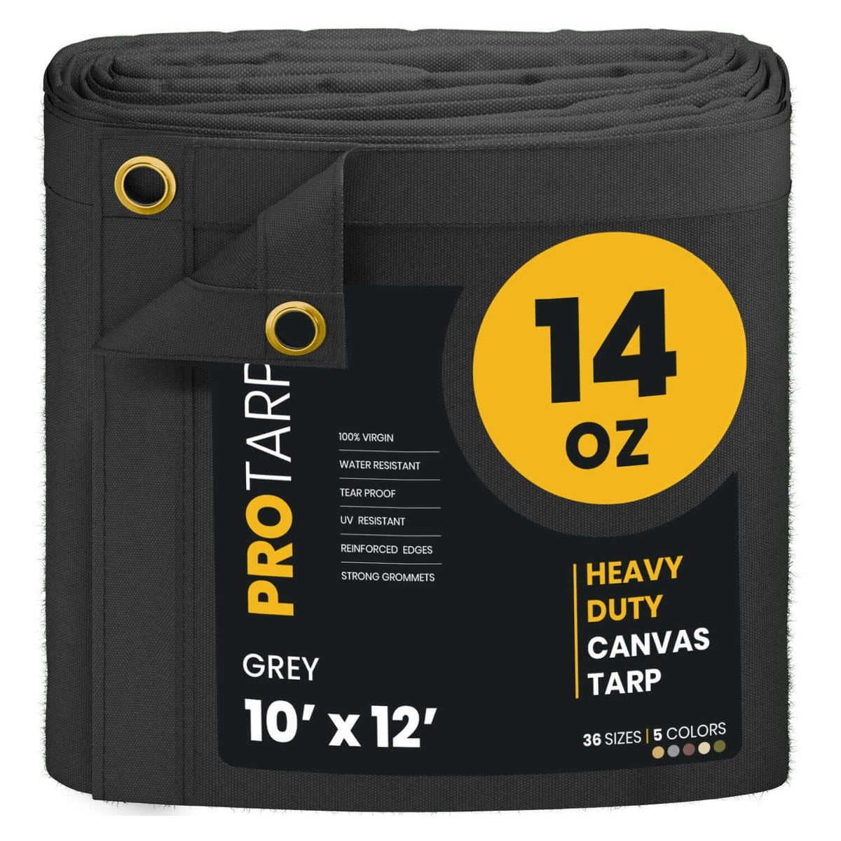 ProTarp PT-301 Canvas Tarp, Gray - 10' x 12'