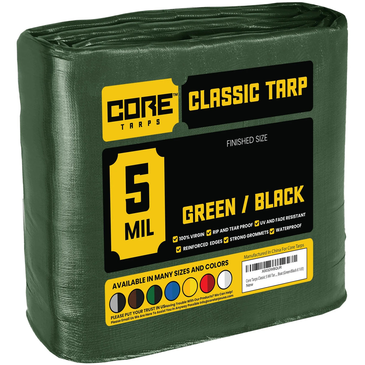Core Tarps CT-503 Poly Tarp, Green - 20' x 35'