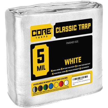 Core Tarps CT-504 Poly Tarp, White - 6' x 8'