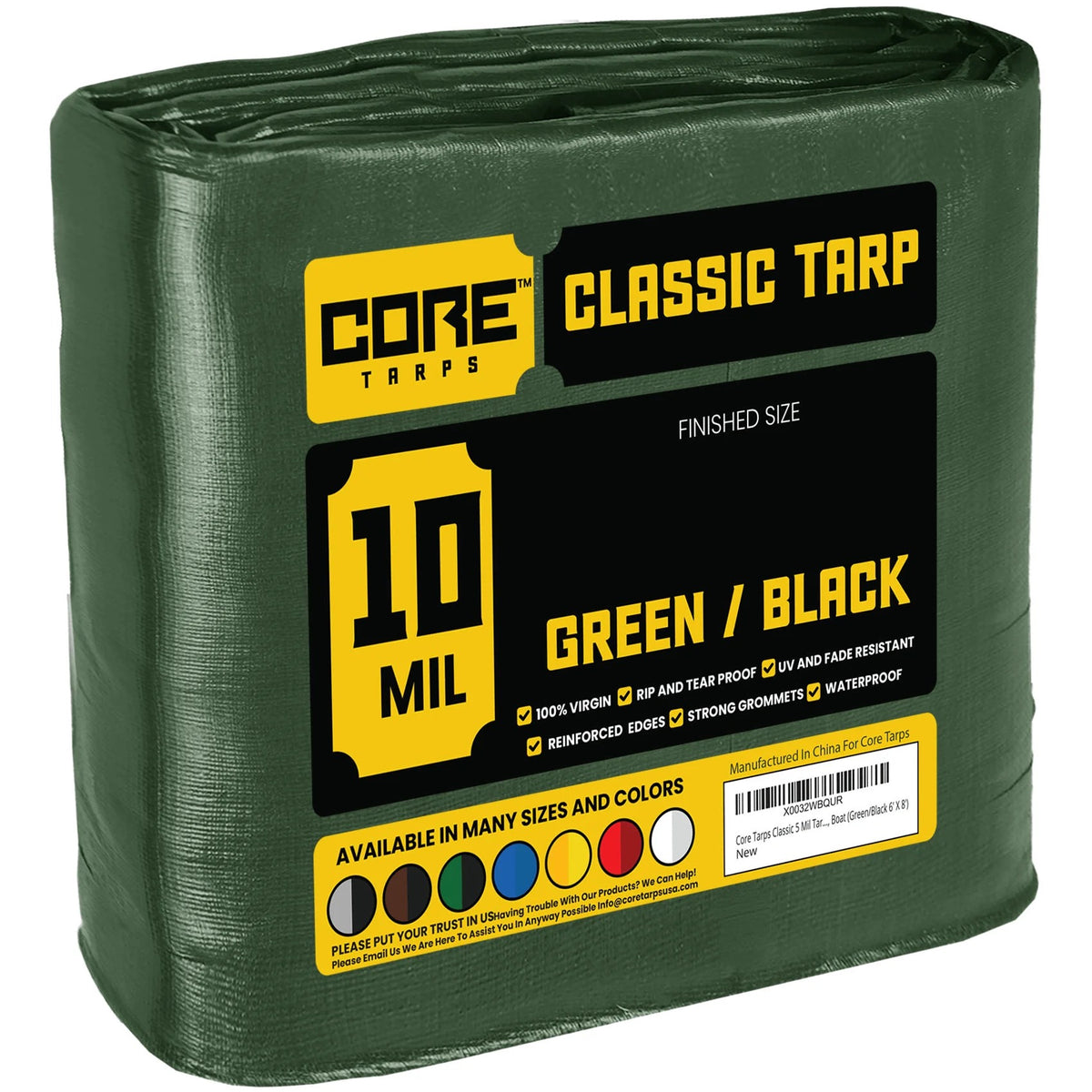 Core Tarps CT-603 Poly Tarp, Green - 50' x 100'