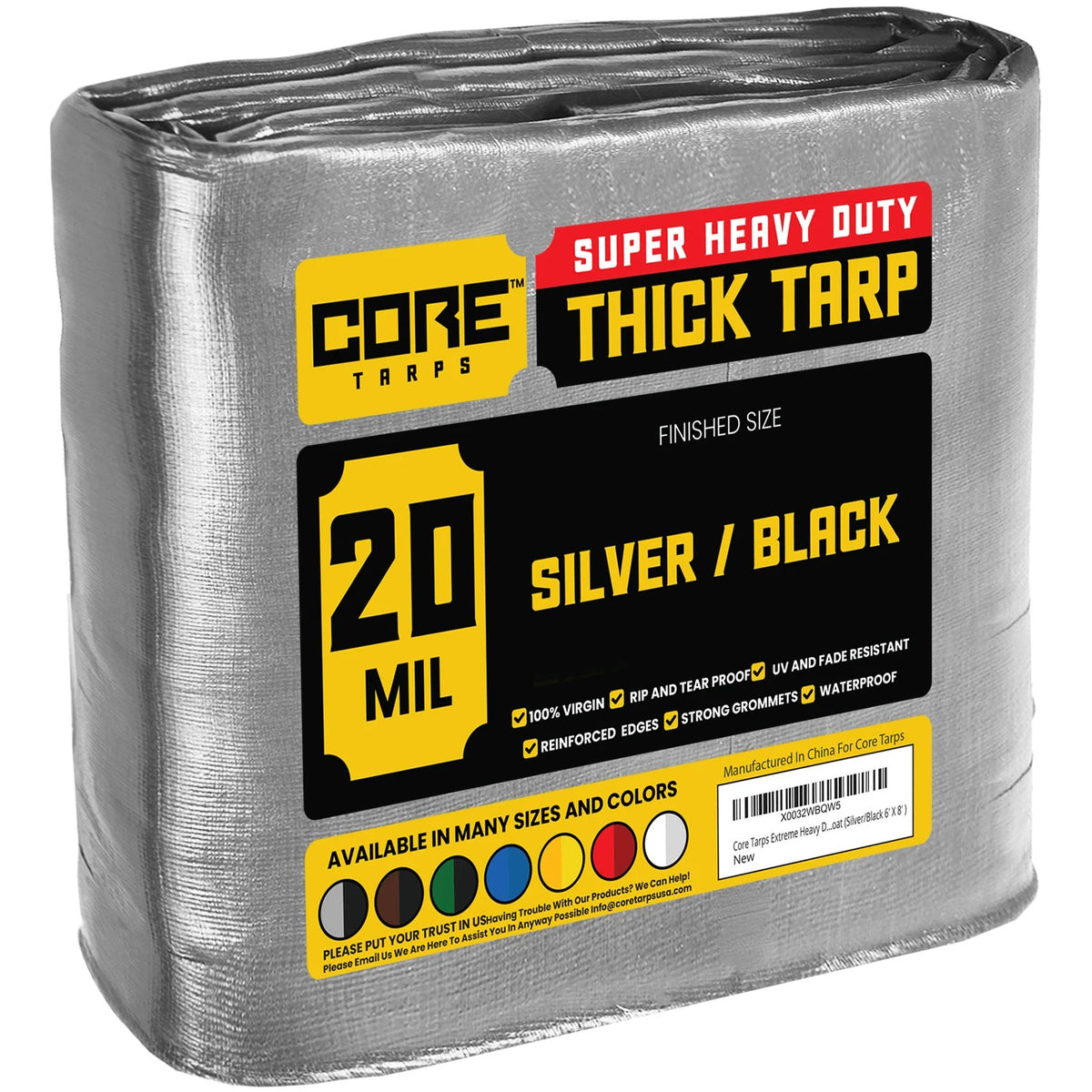 Core Tarps CT-701 Poly Tarp, Silver - 16' x 20'