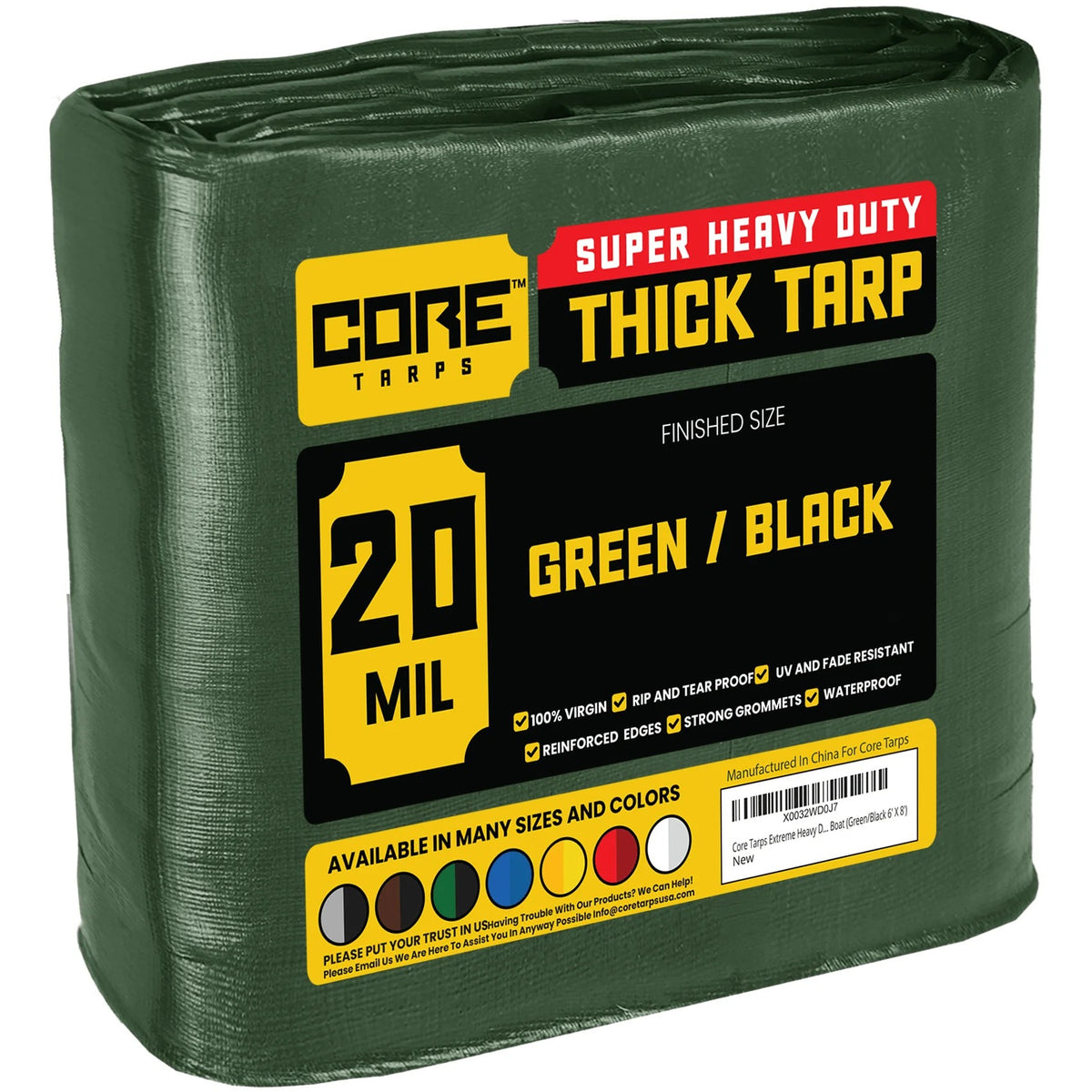 Core Tarps CT-703 Poly Tarp, Green - 12' x 20'
