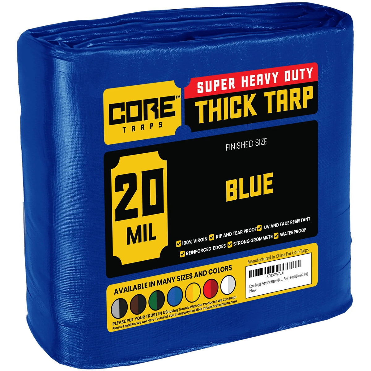 Core Tarps CT-705 Poly Tarp, Blue - 30' x 60'