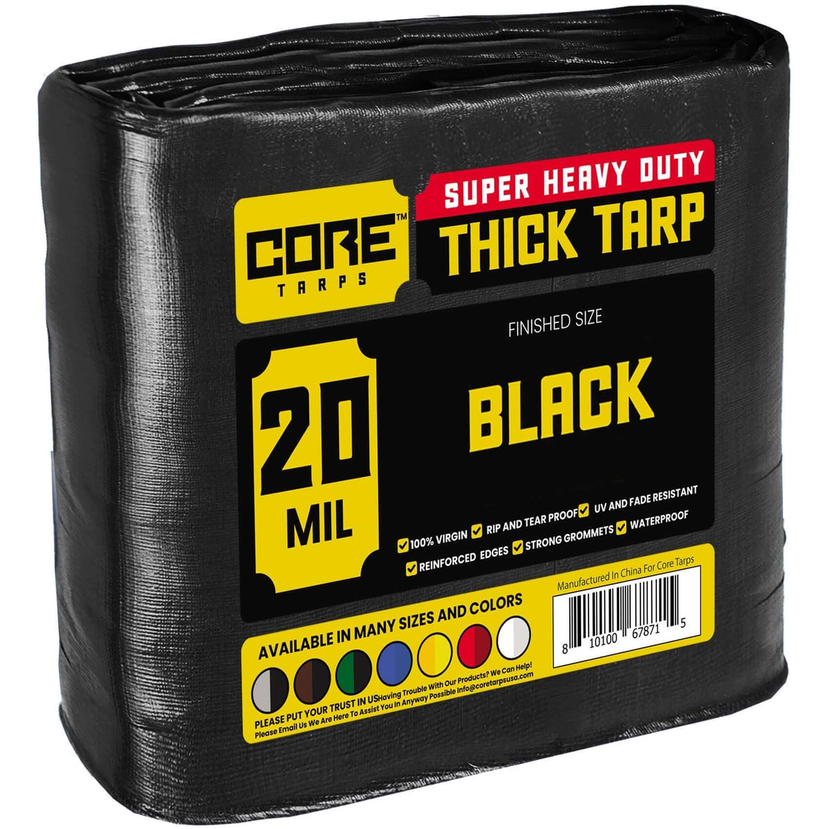 Core Tarps CT-706 Poly Tarp, Black - 24' x 30'