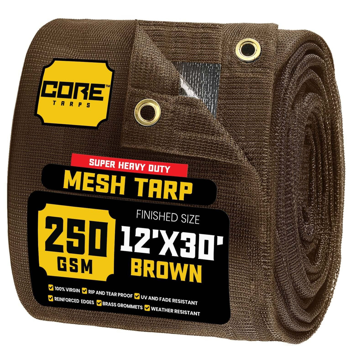 Core Tarps CT-802 Mesh Tarp, Brown - 12' x 30'