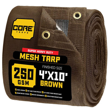 Core Tarps CT-802 Mesh Tarp, Brown - 4' x 10'