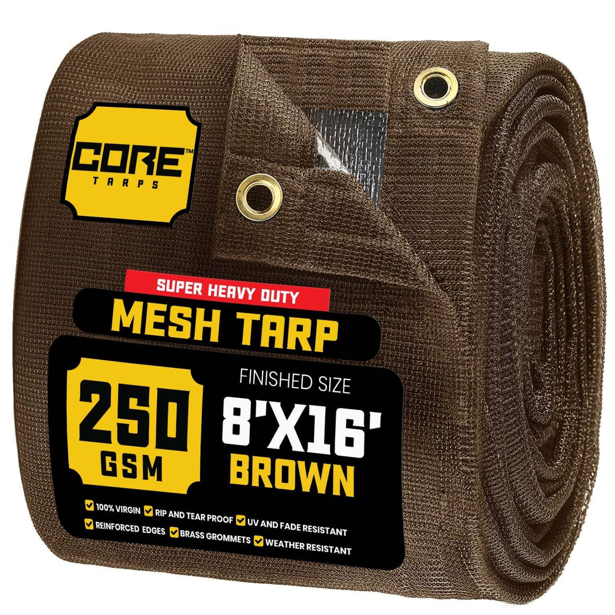 Core Tarps CT-802 Mesh Tarp, Brown - 8' x 16'