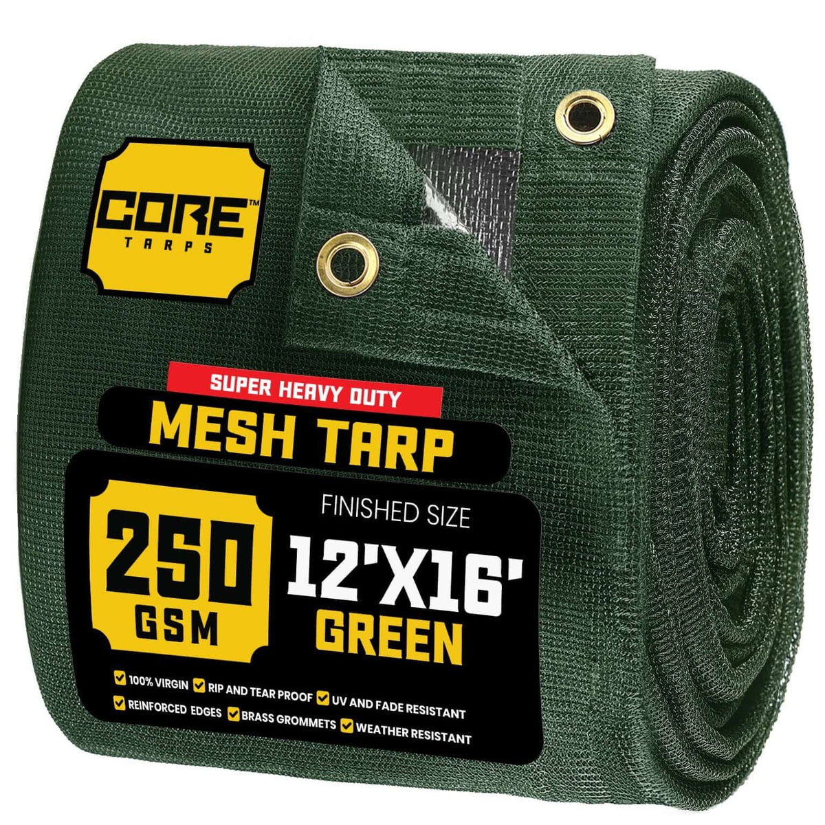 Core Tarps CT-803 Mesh Tarp, Green - 12' x 16'