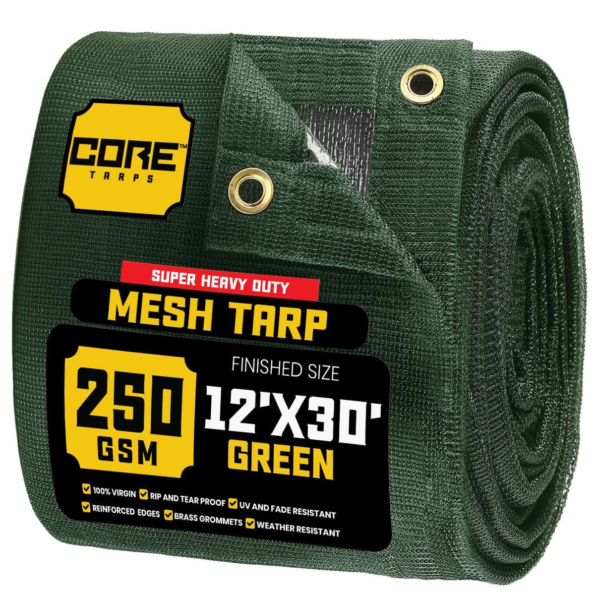 Core Tarps CT-803 Mesh Tarp, Green - 12' x 30'