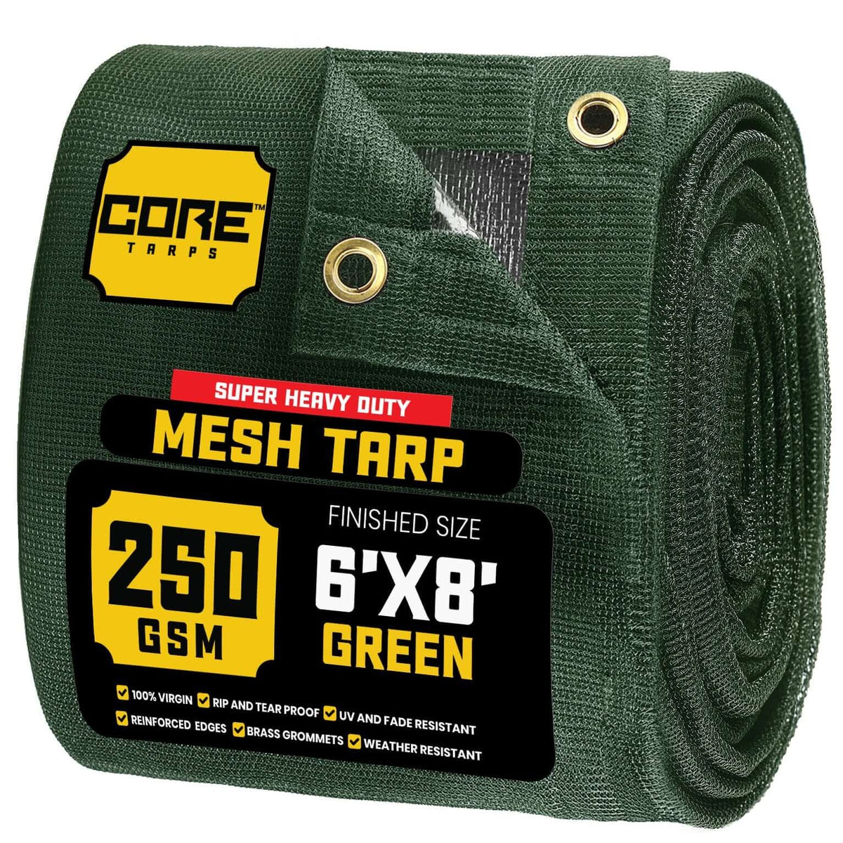 Core Tarps CT-803 Mesh Tarp, Green - 6' x 8'
