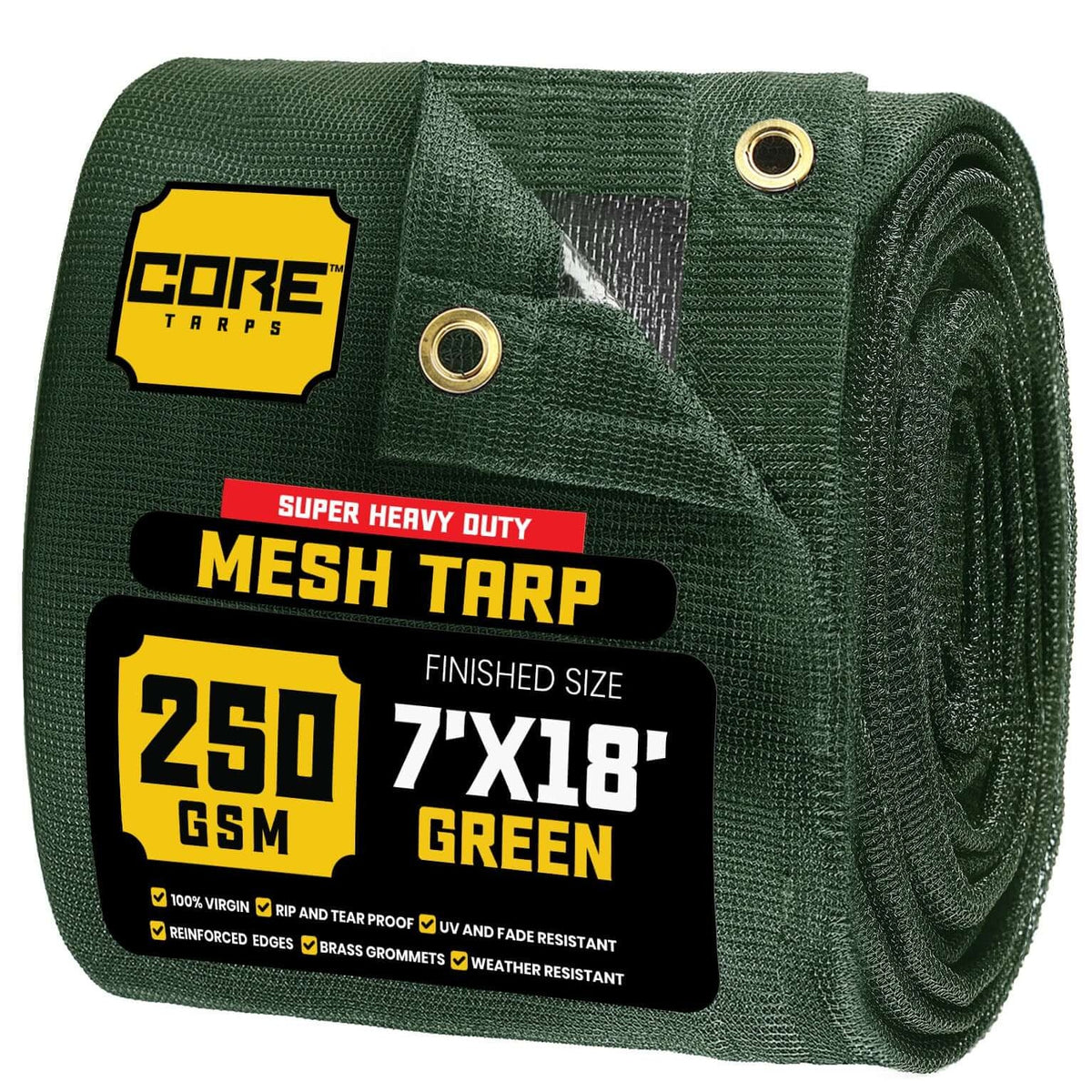 Core Tarps CT-803 Mesh Tarp, Green - 7' x 18'
